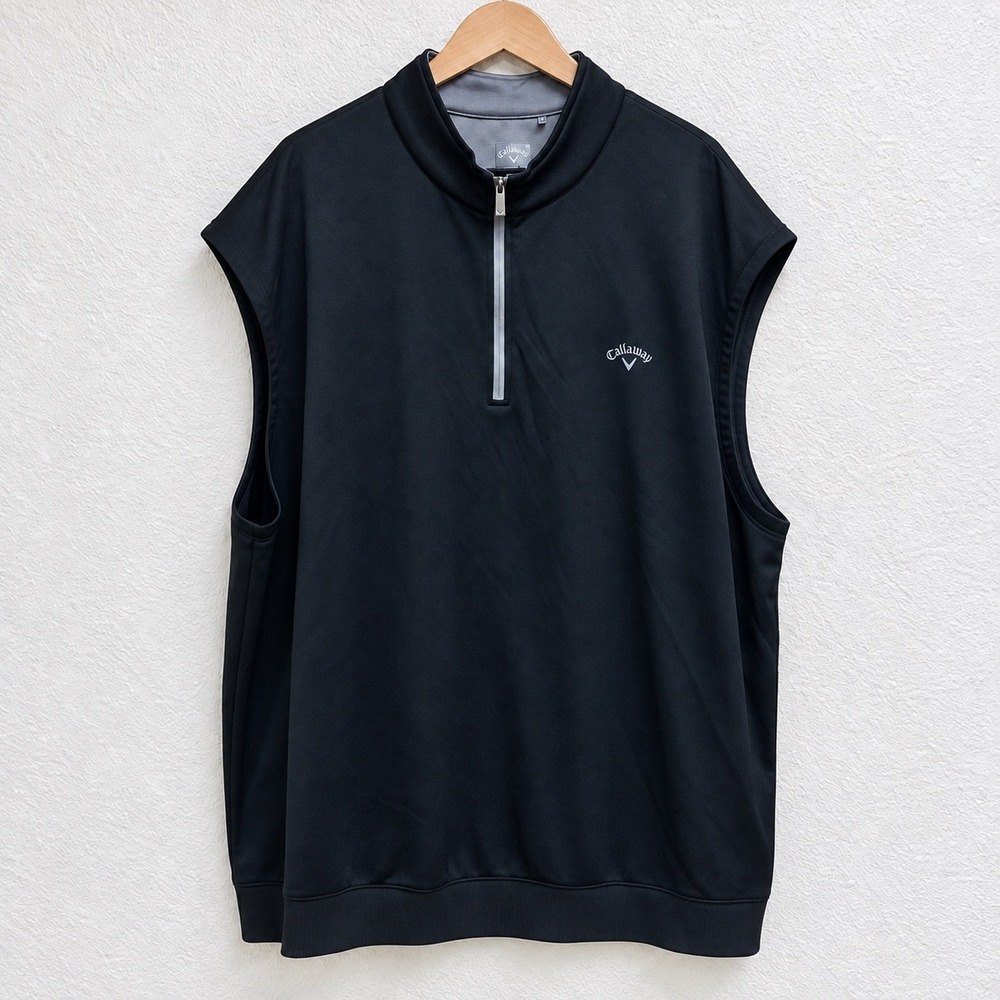 Callaway Weather Series Golf Vest Mens 5XLT Black Quarter Zip Mock Neck Pullover